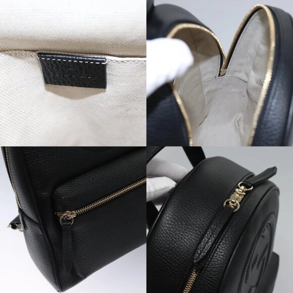 GUCCI Chain Interlocking Backpack Leather Gold Black 536192 Auth 115987AV - Picture 16 of 16